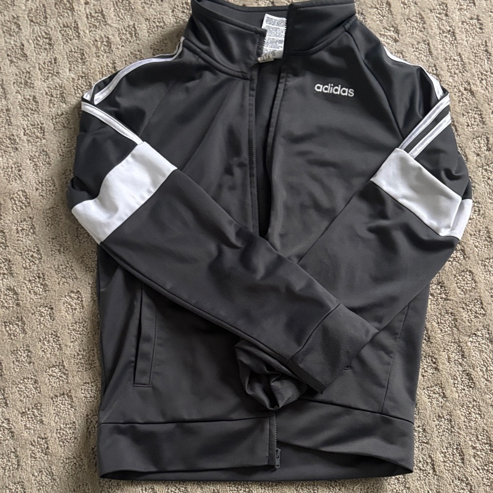 Adidas Charcoal and White Sports Jacket